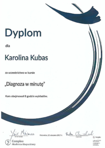 certyfikat diagnoza w minutę