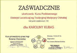 certyfikat kurs podstawowy tcm