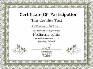 certyfikat masaż tuina