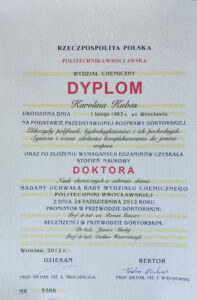 dyplom dr Karolina Kubas
